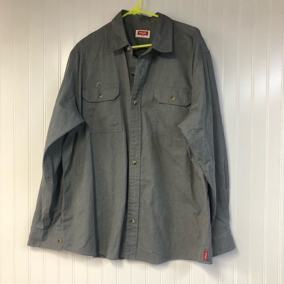 Wrangler Gray Denim Like Men's Long Sleeve Button Down XL - Picture 1 of 4